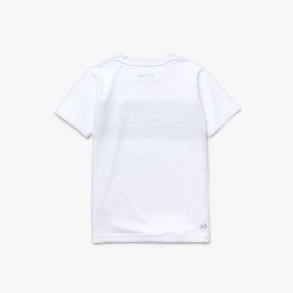 Lacoste SPORT Lettering Cotton Jersey T-shirt Dětské - Tričko Bílé / Tmavě Blankyt Blankyt | CZ-w7RP